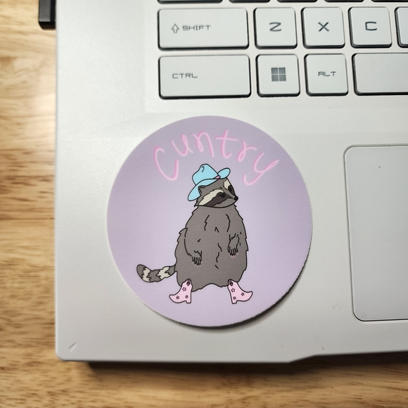 Hot Trash 'She CUNTry' Raccoon Sticker - Picture 3 of 3